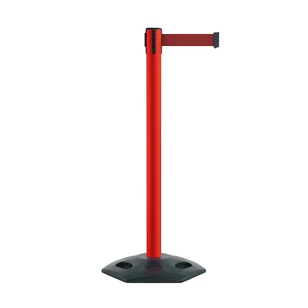 Stanchion Belt Barrier Rubber Base Red Post 9ft.Maroon Belt